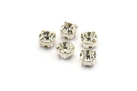 12 Crystal Rhinestone Beads With 4 Holes Brass Setting for SS24, Charms, Pendants, Earrings - 5.3mm SS24