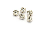 12 Crystal Rhinestone Beads With 4 Holes Brass Setting for SS24, Charms, Pendants, Earrings - 5.3mm SS24