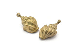Brass Shell Charm, 2 Raw Brass Sea Shell Charm With 1 Loop (23x12mm) SY0196