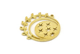 Brass Star Charm, 2 Raw Brass Star Charms With 1 Loop (32x30x1.2mm) N1710