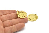 Brass Sun Charm, 2 Raw Brass Sun Charms With 1 Loop, Findings (28x26x1.5mm) N1713