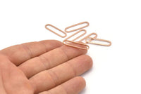 Gül Altın Oval Charm, 12 Gül Altın Kaplama Pirinç Oval Halka, Bağlantı Elemanları (25x6x1mm) BS 1735 Q0838