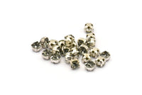 12 Black Diamond Crystal Rhinestone Beads With 4 Holes Brass Setting for SS24, Charms, Pendants, Earrings - 5.3mm SS24
