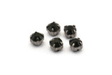 12 Jet Crystal Rhinestone Beads With 4 Holes Brass Setting for SS24, Charms, Pendants, Earrings - 5.3mm SS24