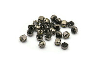 12 Jet Crystal Rhinestone Beads With 4 Holes Brass Setting for SS24, Charms, Pendants, Earrings - 5.3mm SS24