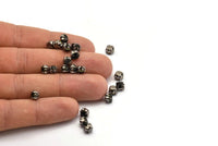 12 Jet Crystal Rhinestone Beads With 4 Holes Brass Setting for SS24, Charms, Pendants, Earrings - 5.3mm SS24