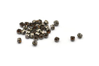 12 Tea Crystal Rhinestone Beads With 4 Holes Brass Setting for SS24, Charms, Pendants, Earrings - 5.3mm SS24