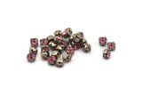 12 Rose Crystal Rhinestone Beads With 4 Holes Brass Setting for SS24, Charms, Pendants, Earrings - 5.3mm SS24
