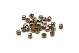 12 Amber Crystal Rhinestone Beads With 4 Holes Brass Setting for SS24, Charms, Pendants, Earrings - 5.3mm SS24