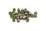 12 Peridot Crystal Rhinestone Beads With 4 Holes Brass Setting for SS24, Charms, Pendants, Earrings - 5.3mm SS24