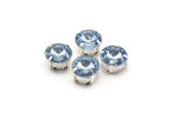 Ss47 Açık Safir, 20 Ss47 Açık Safir Rivoli Üzerine Dikilen Yapay Elmas Gümüş Kaplama Pirinç Çatal Ayarı 4 Delikli Kaydırıcı 10,5 mm