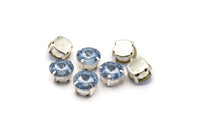 Ss47 Açık Safir, 20 Ss47 Açık Safir Rivoli Üzerine Dikilen Yapay Elmas Gümüş Kaplama Pirinç Çatal Ayarı 4 Delikli Kaydırıcı 10,5 mm