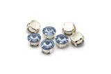 Ss47 Açık Safir, 20 Ss47 Açık Safir Rivoli Üzerine Dikilen Yapay Elmas Gümüş Kaplama Pirinç Çatal Ayarı 4 Delikli Kaydırıcı 10,5 mm