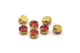 Siam Rhinestone Setting , 20 Ss47 Siam Rivoli Sew On Rhinestone Raw Brass Prong Setting 4 Hole Slider 9 Mm Ss-47