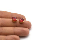 Siam Rhinestone Setting , 20 Ss47 Siam Rivoli Sew On Rhinestone Raw Brass Prong Setting 4 Hole Slider 9 Mm Ss-47