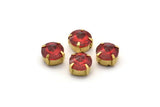 Siam Rhinestone Setting , 20 Ss47 Siam Rivoli Sew On Rhinestone Raw Brass Prong Setting 4 Hole Slider 9 Mm Ss-47