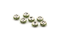 Vintage Green Bead, 16 Vintage Silver Swarovski Rondelle Beads (6x3mm) Sr58 Y282