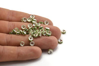Vintage Green Bead, 12 Vintage Silver Swarovski Rondelle Beads (5x2.5mm) Y281 Y273