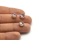 12 Light Amethyst Rivoli Sew On Rhinestone Brass Prong Setting 4 Hole Slider 8.3mm SS39