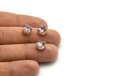12 Light Amethyst Rivoli Sew On Rhinestone Brass Prong Setting 4 Hole Slider 8.3mm SS39