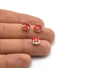 12 Light Siam Diamond Chaton Sew On Rhinestone Brass Prong Setting 4 Hole Slider 8.3mm SS39