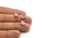 12 Rose Diamond Chaton Sew On Rhinestone Brass Prong Setting 4 Hole Slider 8.3mm SS39