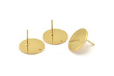 Gold Round Earring, 2 Gold Plated Brass Round Stud Earrings With 1 Hole (18x1mm) D841 A1793