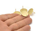 Gold Round Earring, 2 Gold Plated Brass Round Stud Earrings With 1 Hole (18x1mm) D841 A1793