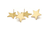 Gold Star Earring, 2 Gold Plated Brass Star Stud Earrings (22x1mm) BS 1859 A1812