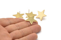 Gold Star Earring, 2 Gold Plated Brass Star Stud Earrings (22x1mm) BS 1859 A1812