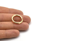 Gold Ring Earring, 2 Hammered Gold Plated Brass Ring Stud Earrings (22x3mm) N1500 A2389