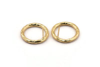 Gold Ring Earring, 2 Hammered Gold Plated Brass Ring Stud Earrings (24x3mm) N1502 A2391