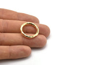 Gold Ring Earring, 2 Hammered Gold Plated Brass Ring Stud Earrings (24x3mm) N1502 A2391