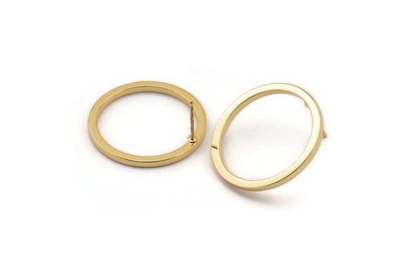 Gold Circle Earring, 2 Gold Plated Brass Circle Stud Earrings (25x2x2mm) E009 A1932