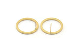 Gold Circle Earring, 2 Gold Plated Brass Circle Stud Earrings (25x2x2mm) E009 A1932