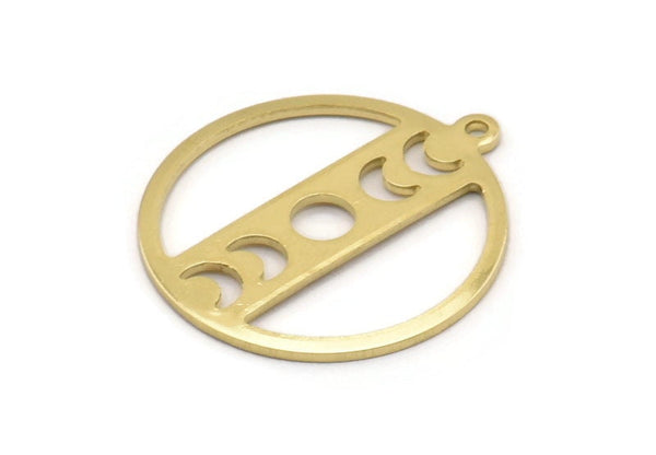 Moon Phases Charm, 8 Raw Brass Crescent Moon Charms, Pendants (22x0.80mm) M02708