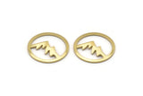 Brass Round Blank, 12 Raw Brass Mountain Shaped Round Blanks, Findings (18x0.80mm) M02720