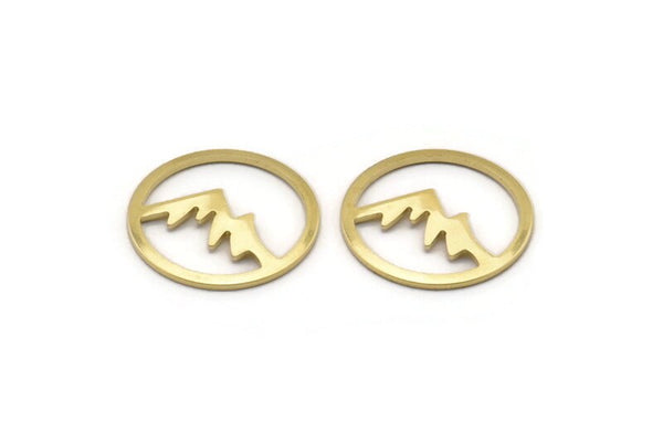 Brass Round Blank, 12 Raw Brass Mountain Shaped Round Blanks, Findings (18x0.80mm) M02720