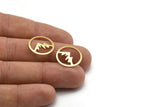Brass Round Blank, 12 Raw Brass Mountain Shaped Round Blanks, Findings (18x0.80mm) M02720