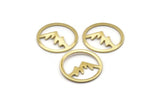 Brass Round Blank, 12 Raw Brass Mountain Shaped Round Blanks, Findings (18x0.80mm) M02720