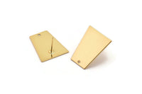Gold Trapezoid Earring, 2 Gold Plated Brass Trapezoid Stud Earrings With 1 Hole (22x17x11x0.60mm) D1026 A1830