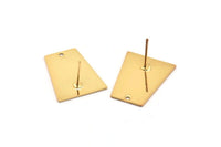 Gold Trapezoid Earring, 2 Gold Plated Brass Trapezoid Stud Earrings With 1 Hole (22x17x11x0.60mm) D1026 A1830