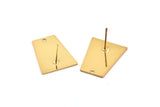 Gold Trapezoid Earring, 2 Gold Plated Brass Trapezoid Stud Earrings With 1 Hole (22x17x11x0.60mm) D1026 A1830