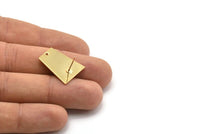 Gold Trapezoid Earring, 2 Gold Plated Brass Trapezoid Stud Earrings With 1 Hole (22x17x11x0.60mm) D1026 A1830