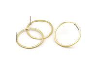 Brass Circle Earring, 12 Raw Brass Circle Stud Earrings (26x1x1mm) A2420