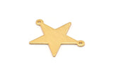 Gold Star Charm, 4 Textured Gold Plated Brass Star Charms With 2 Loops (27x22x0.80mm) M01576