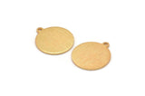 Gold Cabochon Tag, 4 Textured Gold Plated Brass Round Charms With 1 Loop, Stamping Tags (16x14x0.80mm) M01584