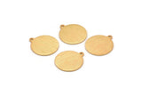 Gold Cabochon Tag, 4 Textured Gold Plated Brass Round Charms With 1 Loop, Stamping Tags (16x14x0.80mm) M01584