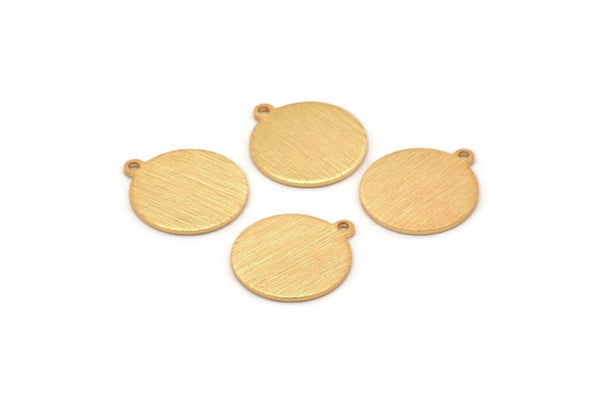 Gold Cabochon Tag, 4 Textured Gold Plated Brass Round Charms With 1 Loop, Stamping Tags (16x14x0.80mm) M01584
