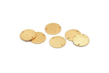 Gold Cabochon Tag, 4 Textured Gold Plated Brass Round Charms With 2 Holes, Stamping Tags (14x0.80mm) M01586
